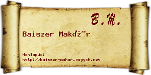 Baiszer Makár névjegykártya